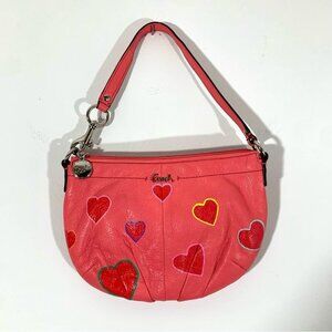 Coach Hand Painted Hearts Pink Shoulder Bag